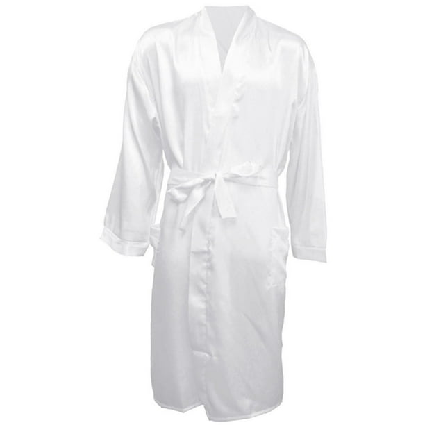 Howme Men Long Sleeve Satin Long Charmeuse Bathrobe Oversized Sleepwear